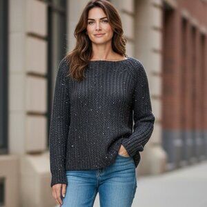 Jennifer Lopez Sequin Sweater XS Gray 193C
